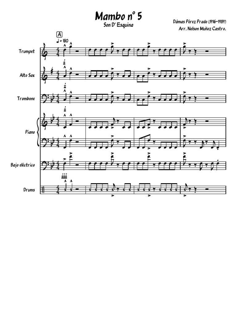 Mambo n° 5 Arrangement for Drums | PDF