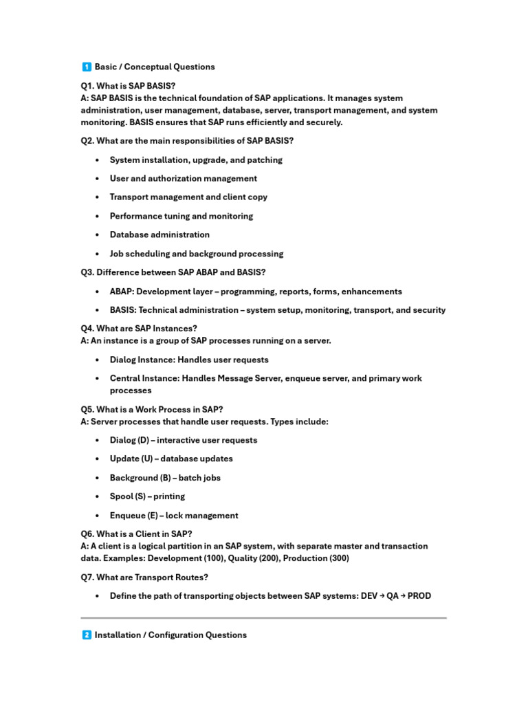 SAP BASIS Overview and Key Concepts | PDF | Databases | Computing