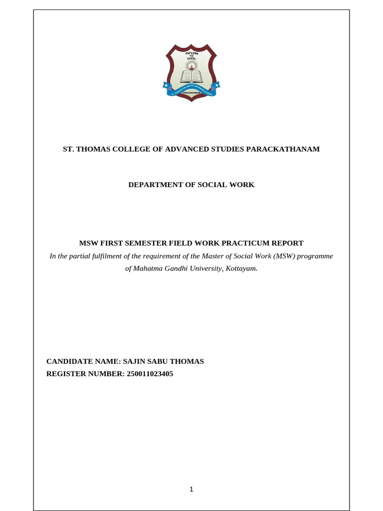 MSW Field Work Practicum Report | PDF | Social Work | Special Education