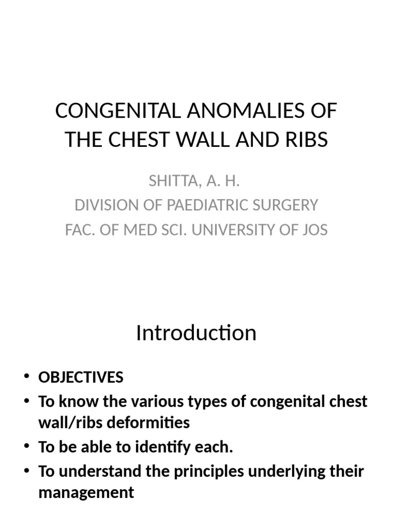 Congenital Chest Wall Anomalies Guide | PDF | Thorax | Skeletal System