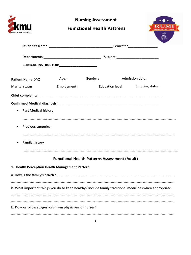 Functional Health Pattern | PDF