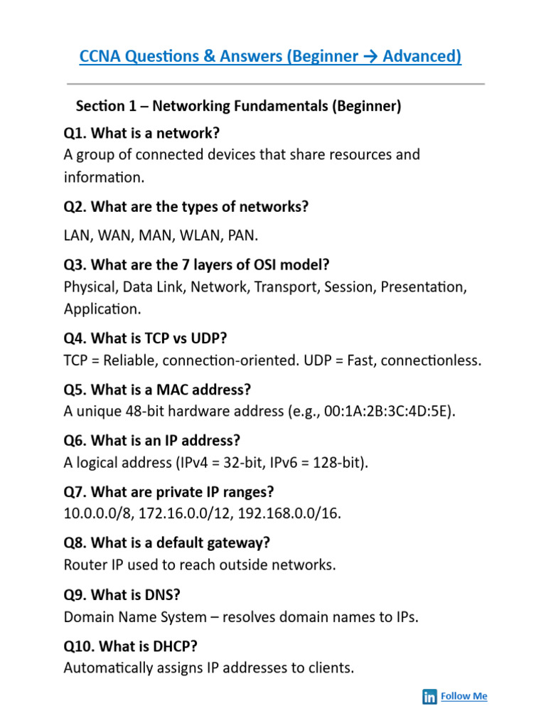CCNA Q&A: Networking to Security | PDF | Ip Address | I Pv6