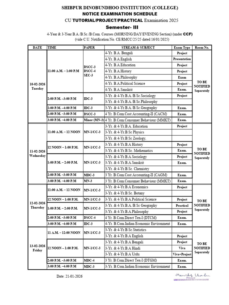 Notice Schedule Cututorialprojectpracticalexamination2025 Sem-III CCF ...