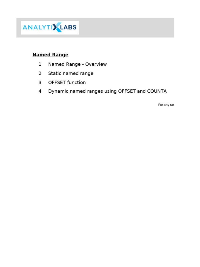 Excel Named Ranges Guide | PDF