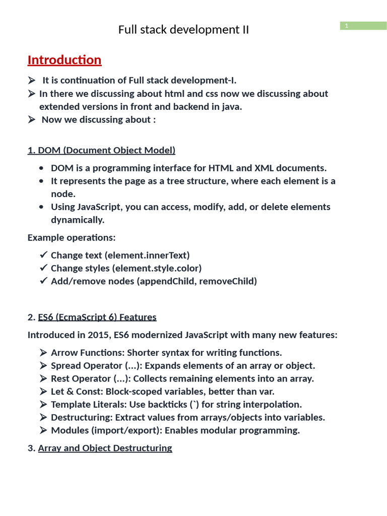 Full Stack Development II Overview | PDF | Document Object Model | Java ...