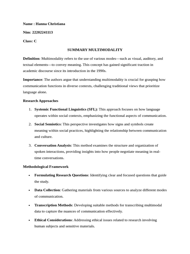 Understanding Multimodality in Communication | PDF | Communication ...