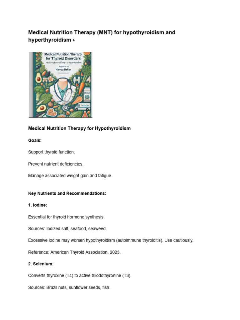 Nutrition Therapy for Thyroid Disorders | PDF | Hypothyroidism ...