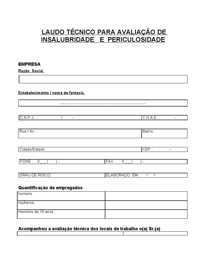 Laudo Técnico de Insalubridade e Periculosidade | PDF | Termômetro ...