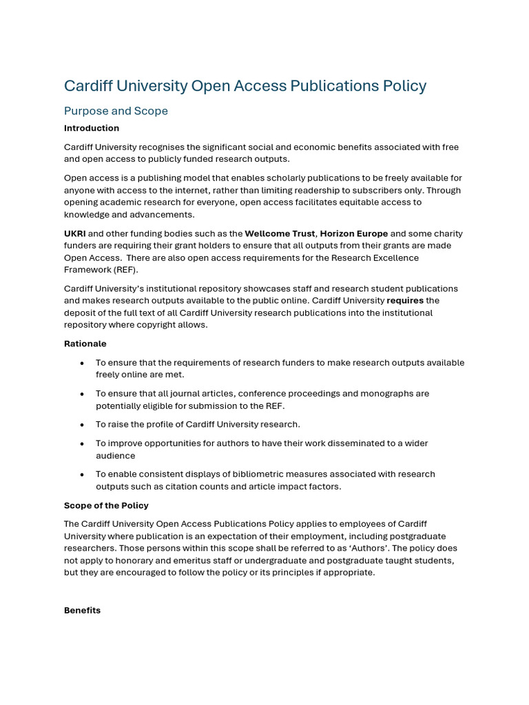 Open Access Publications Policy Amended September 2025 | PDF | Open ...