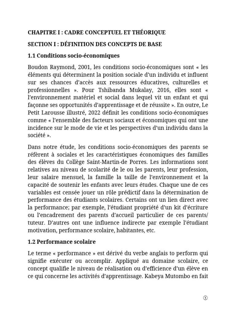 Impact des Conditions Socio-Économiques sur la Performance Scolaire ...