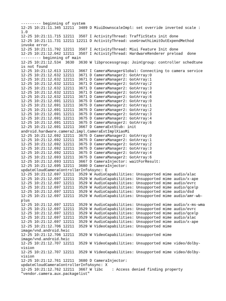 Camera Initialization Log Analysis | PDF | Computing | Software