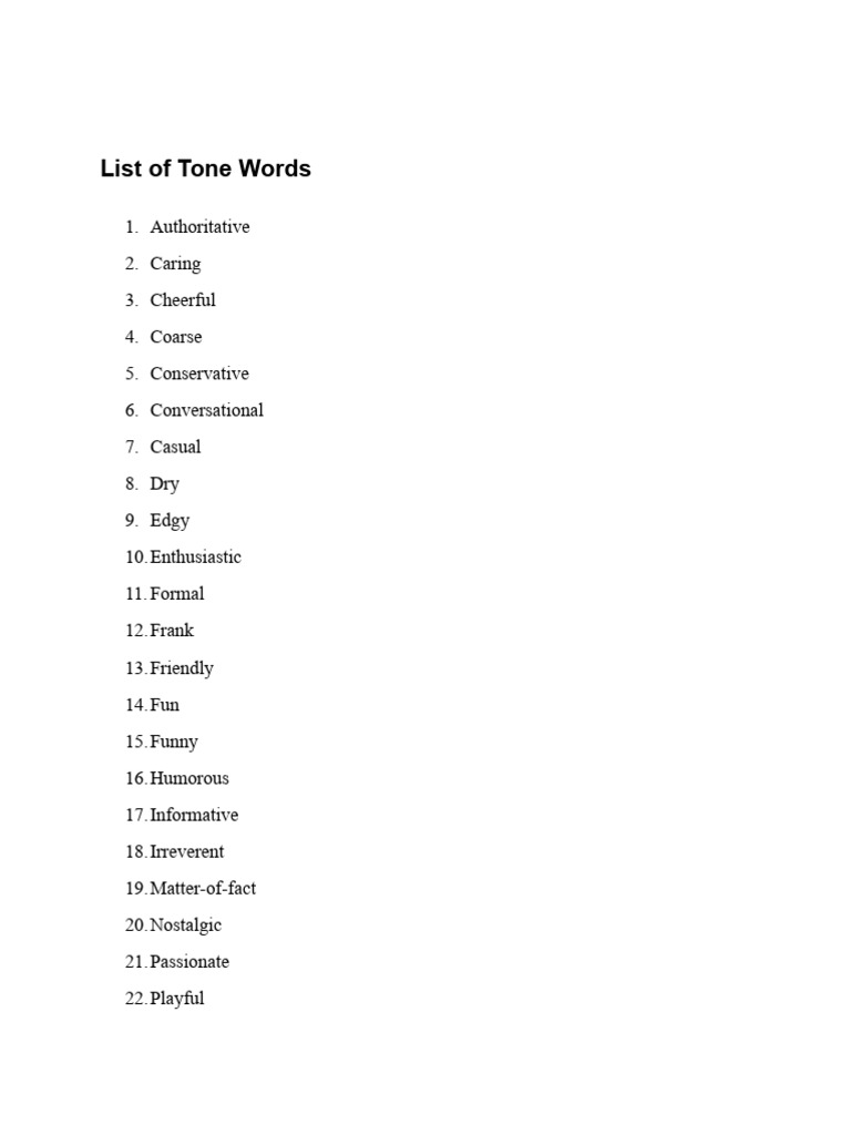 Essential Tone Words for Messaging | PDF | Psychology