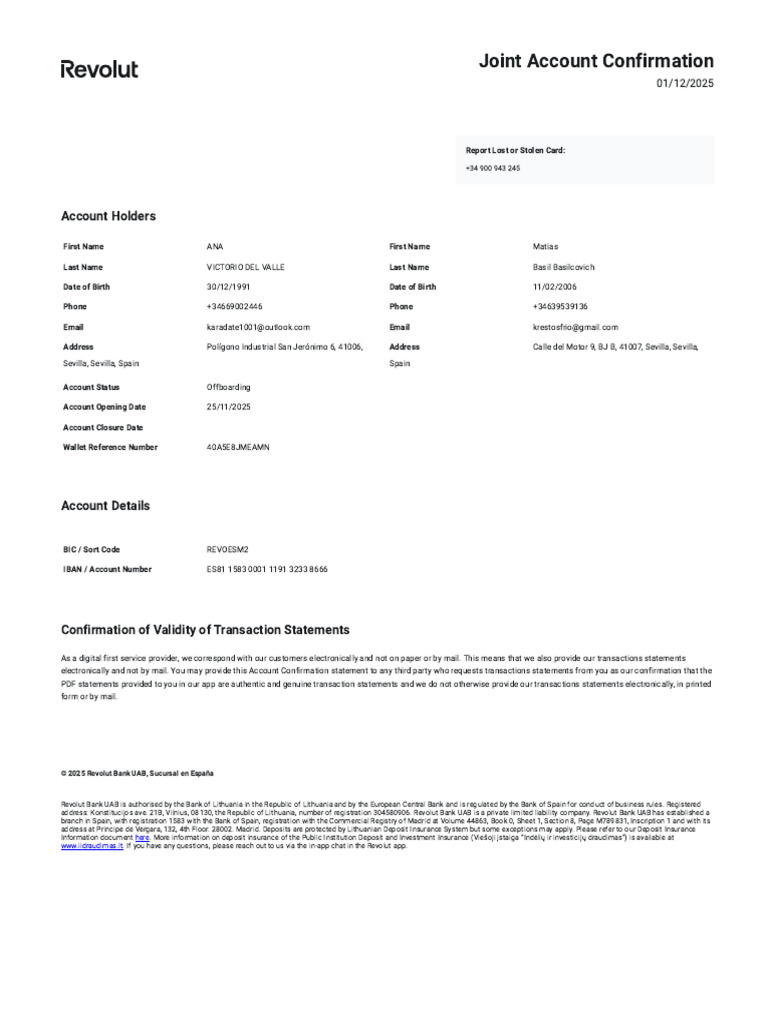 Account Confirmation | PDF | Financial Services | Banking