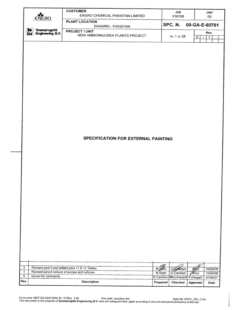 Specification for External Painting (00-GA-E-60701 Rev-2) | PDF