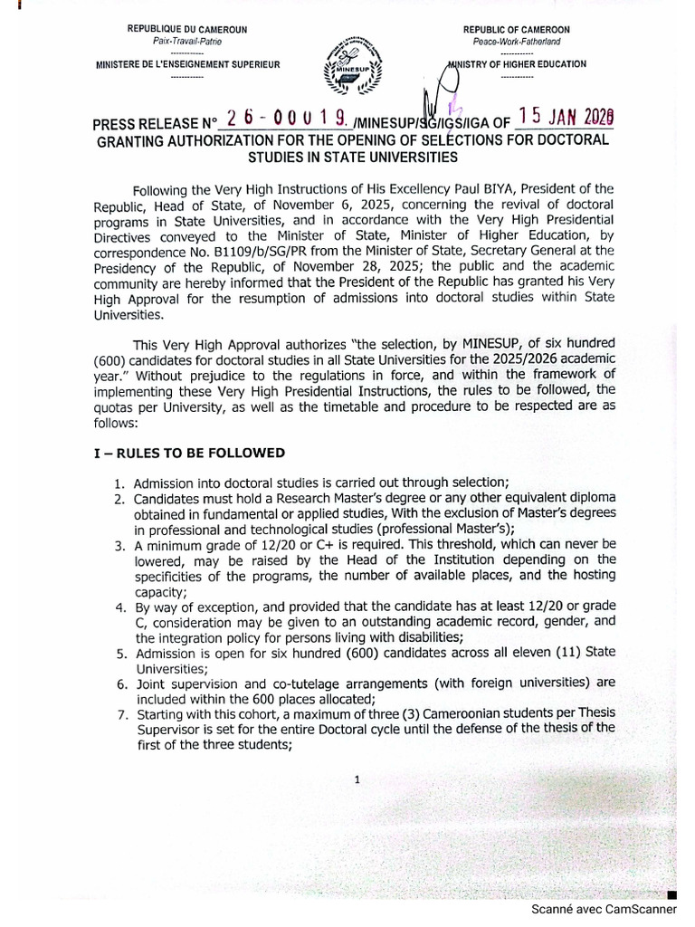 Press Release Opening Doctoral Selection | PDF