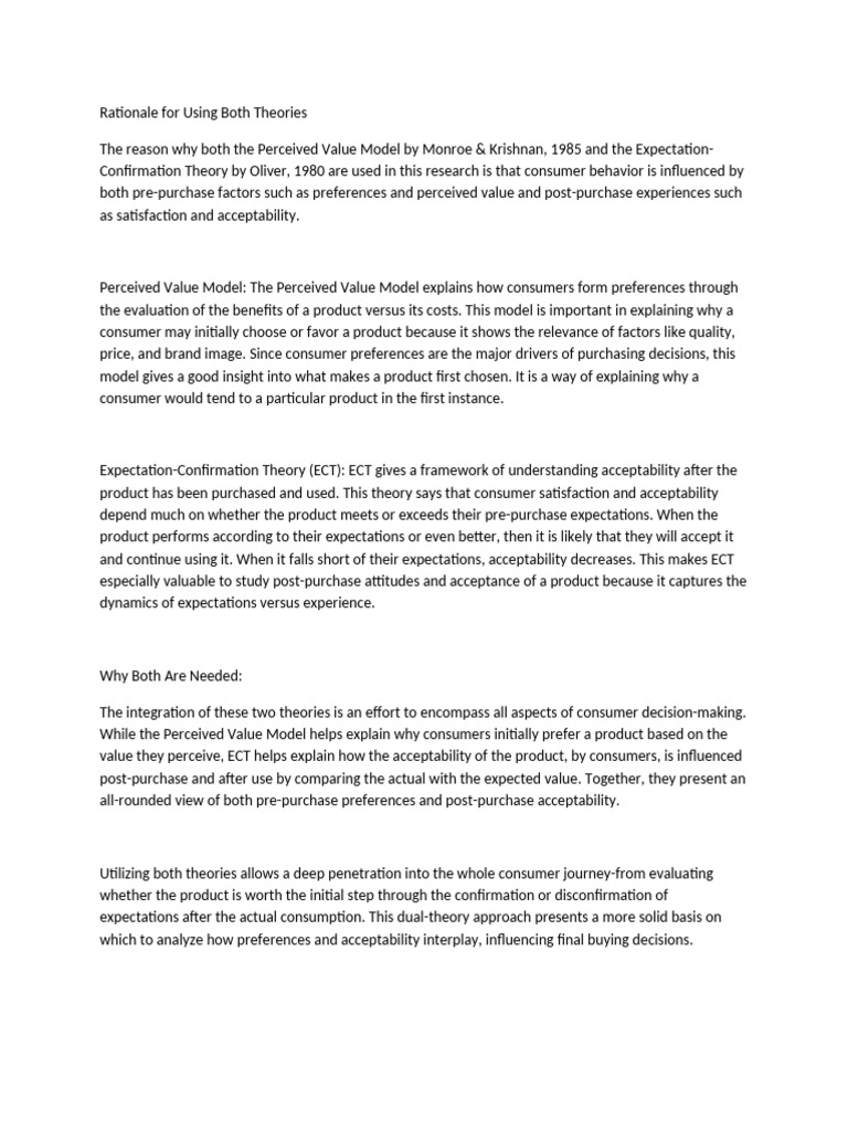 Justify For Using Both Theories | PDF | Consumer Behaviour | Value ...