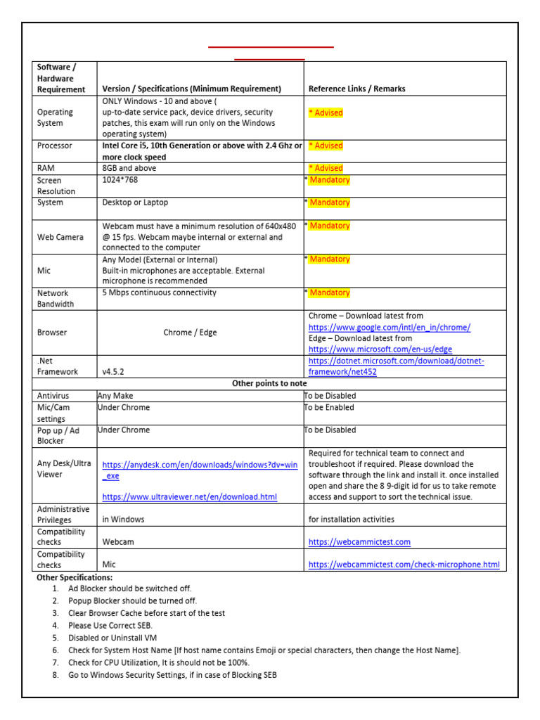 SEB Candidate System Requirements Guide | PDF | Microsoft Windows ...