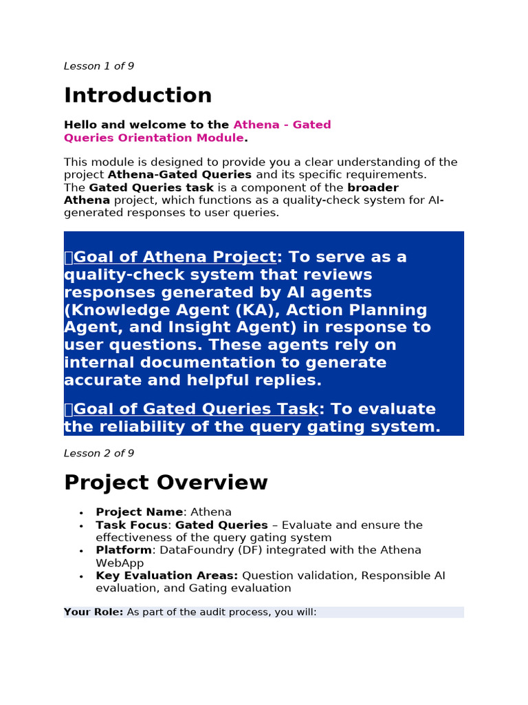 Athena Gated Queries Orientation Guide | PDF | Question | Artificial ...