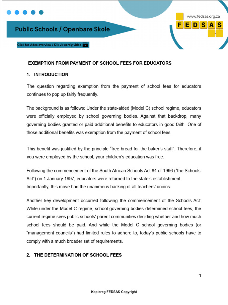 School Fee Exemption for Educators Explained | PDF | Employment | Copyright