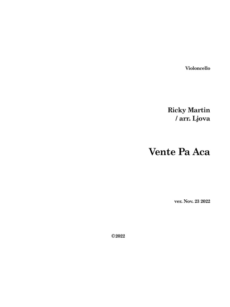 32 Ricky Martin OrchLjova Vente Pa Aca Violoncello | PDF