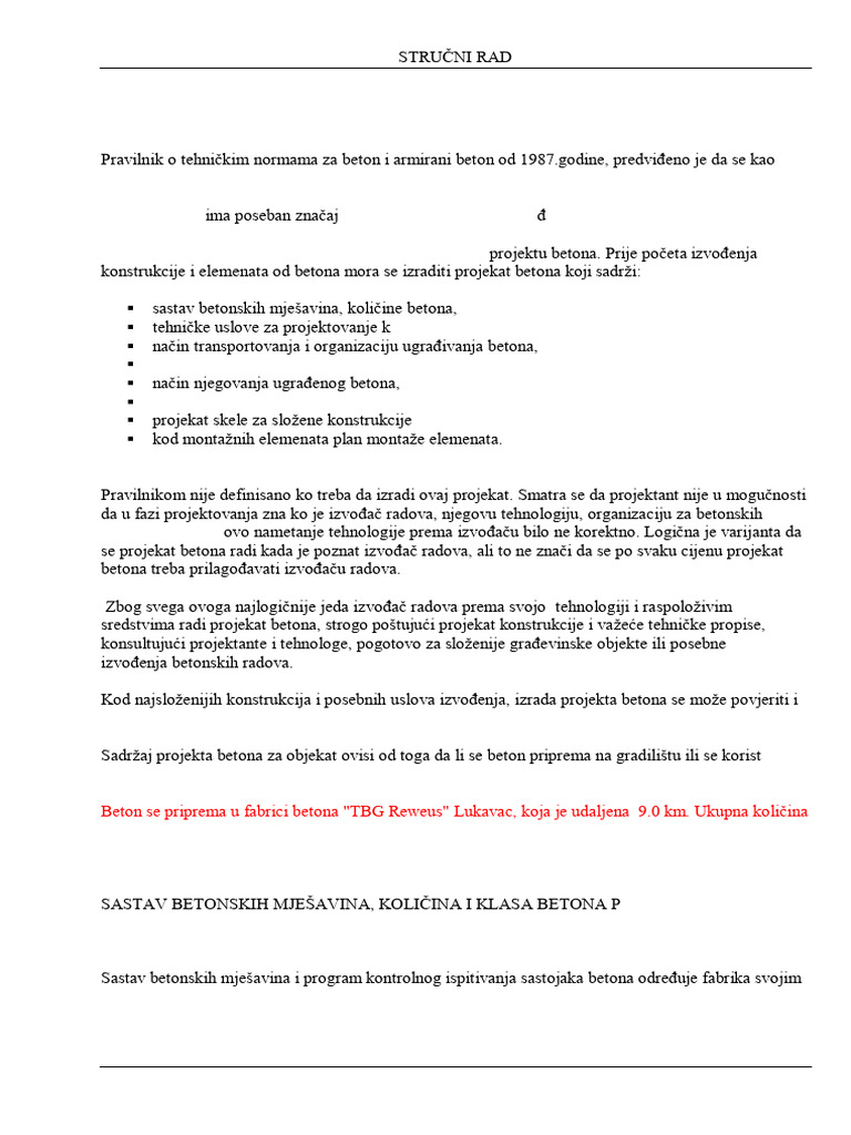 projekat betona | PDF