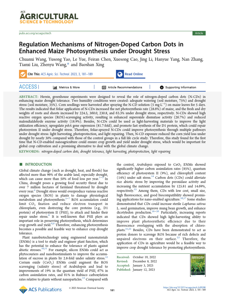 Wang Et Al 2023 Regulation Mechanisms of Nitrogen Doped Carbon Dots in ...
