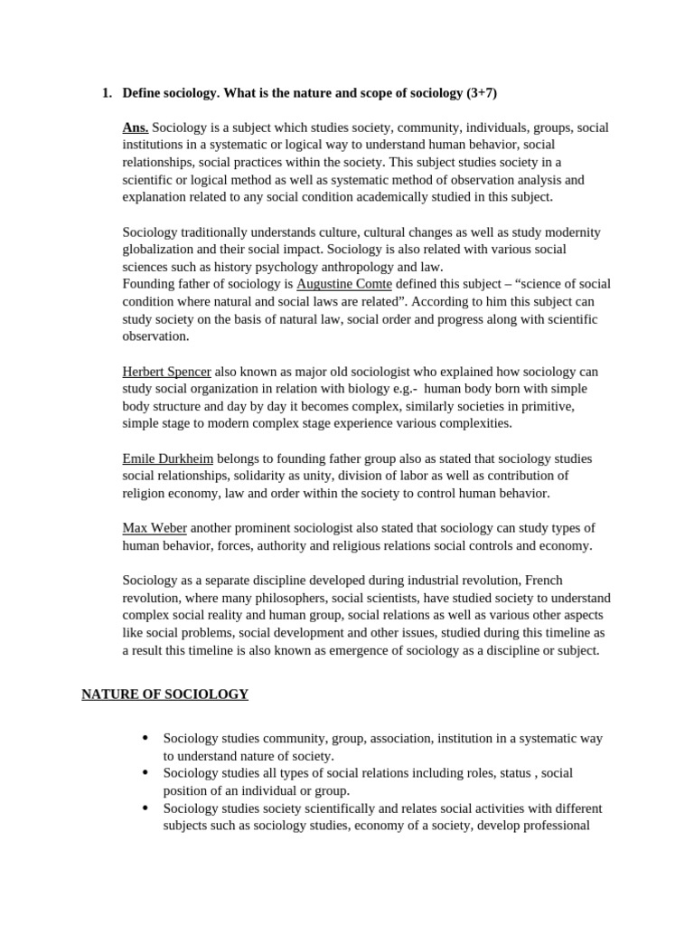 Understanding Sociology: Nature & Scope | PDF | Sociology | Society