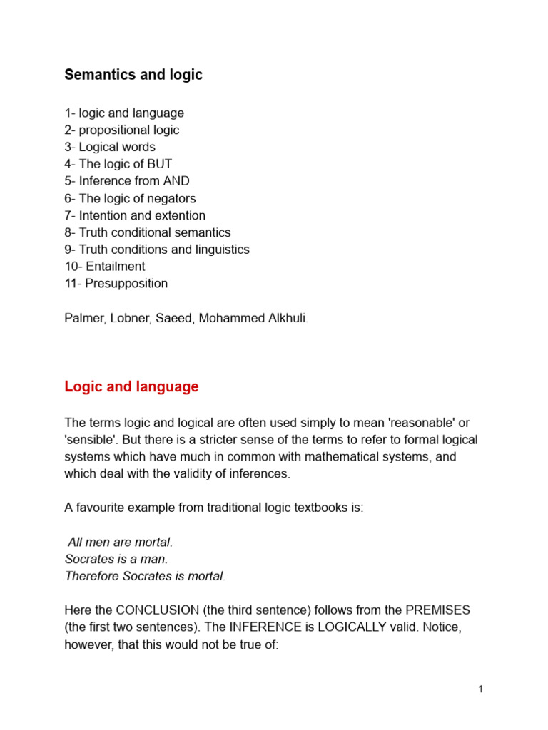 Understanding Logic and Semantics | PDF
