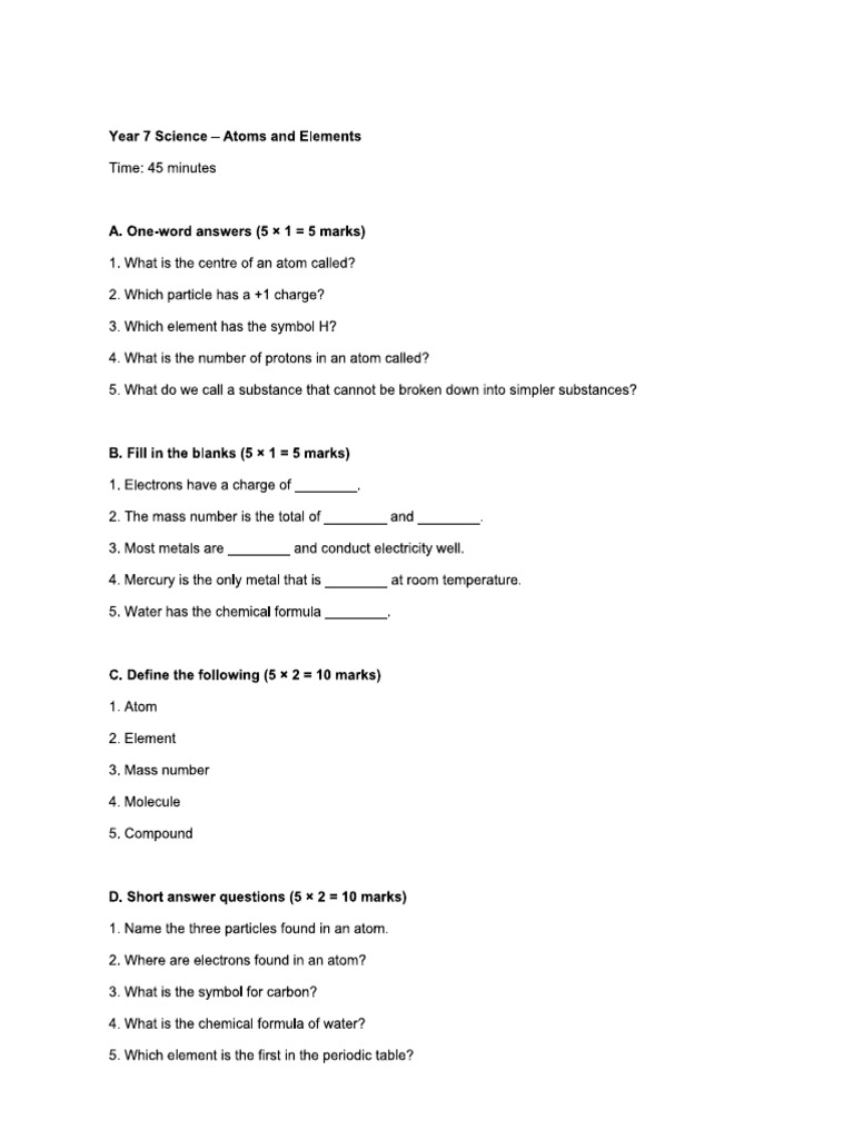 Periodic Table Test | PDF