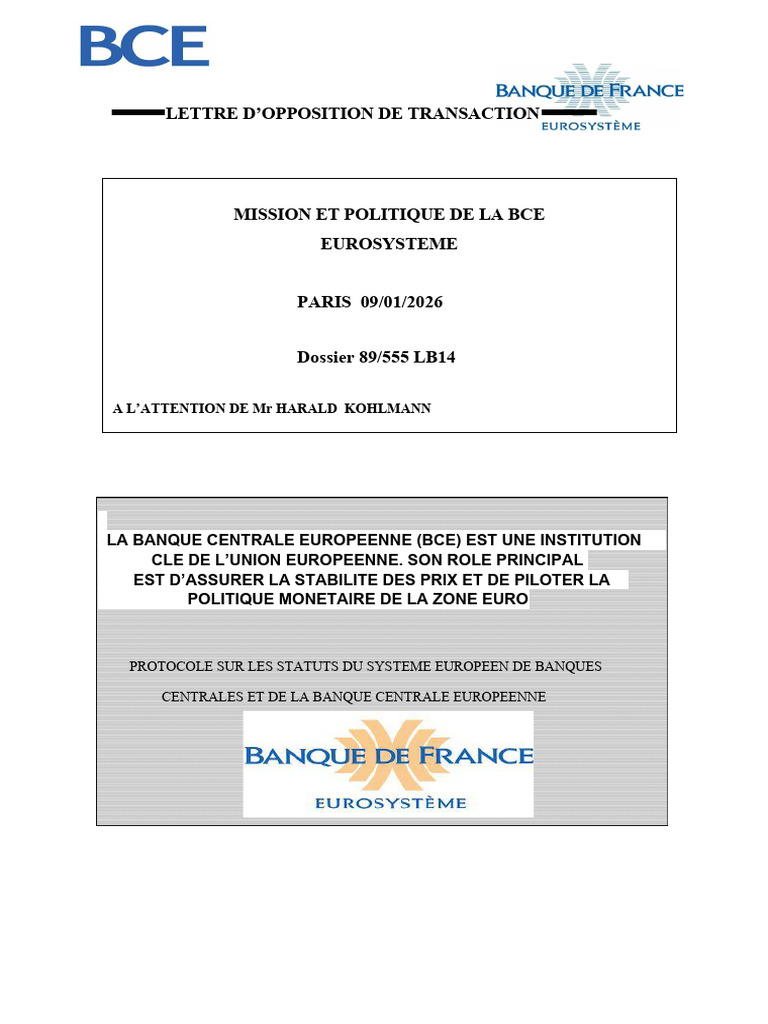 Mission et Régulations de la BCE | PDF | Banque centrale européenne | euro