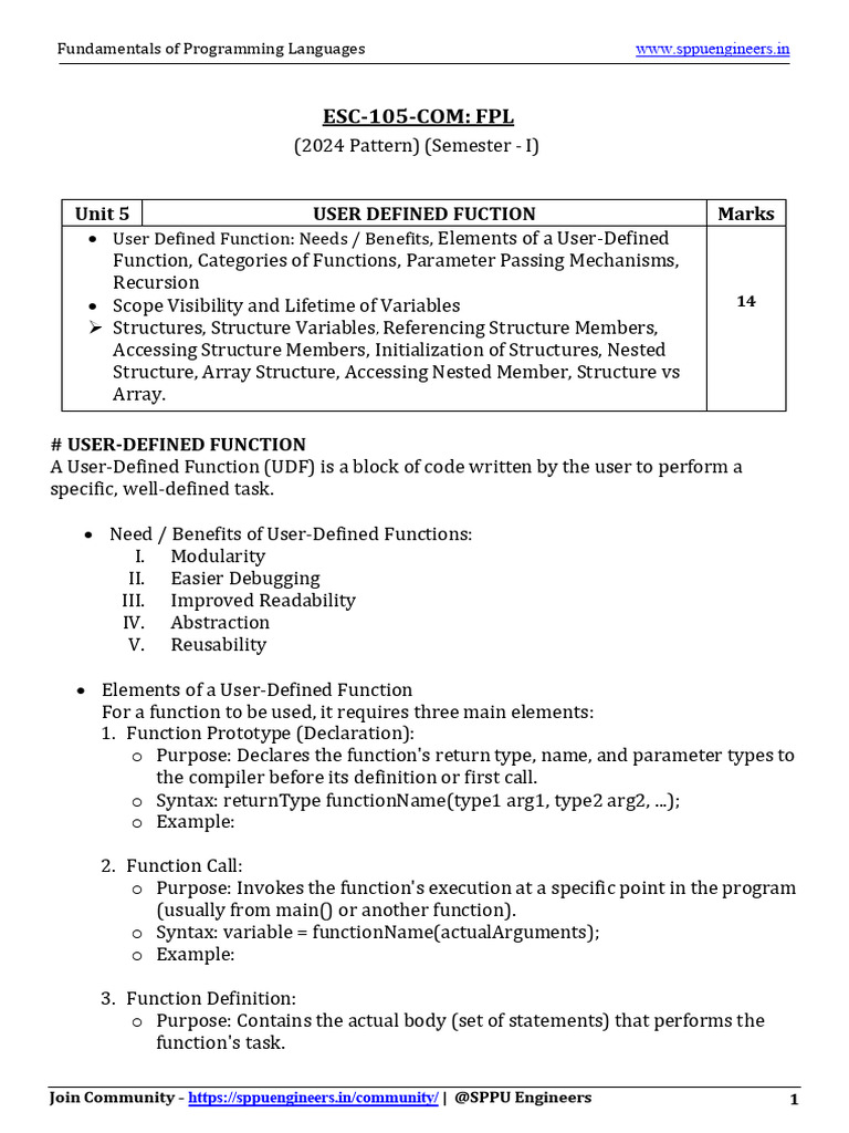 FPL Unit-5 Important Notes | PDF | Parameter (Computer Programming ...