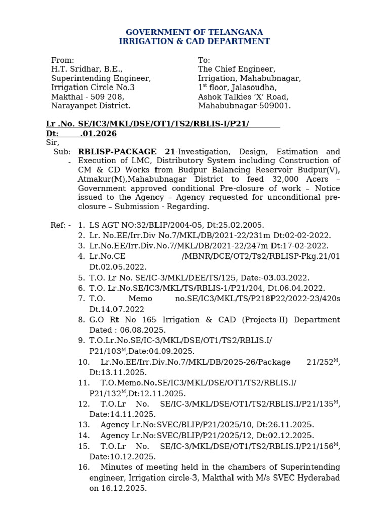P21 and P22 Pre-Closure SE To CE Letter | PDF | Water And The ...