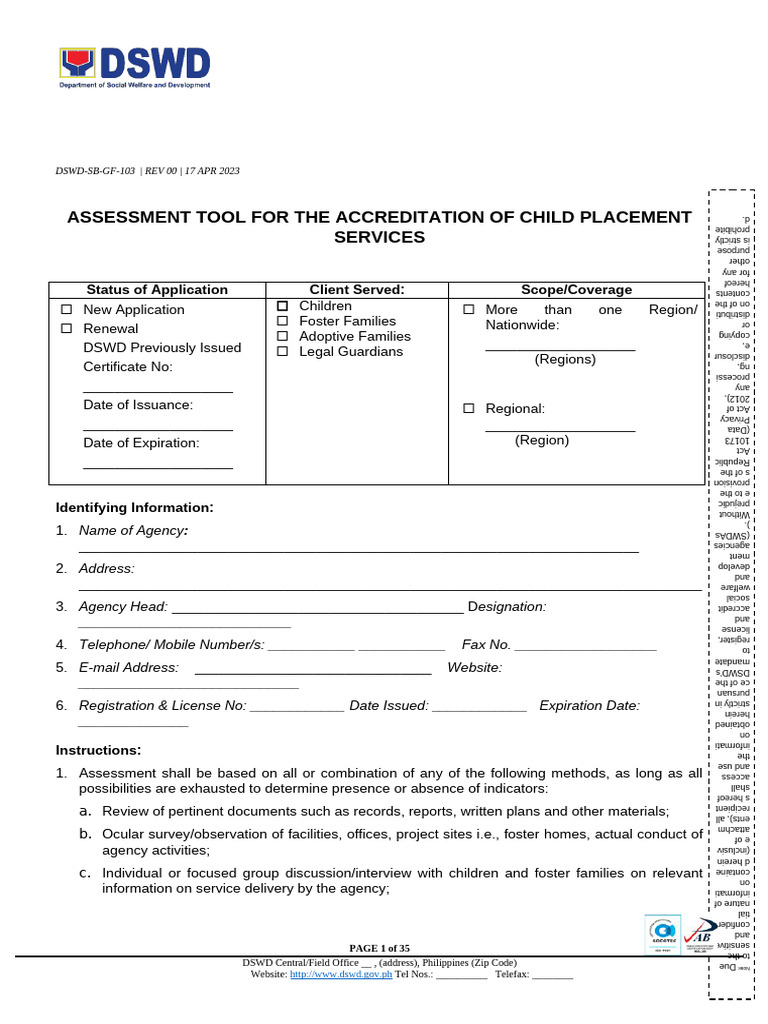 Accreditation Assessment Tool for SWDAs | PDF | Regulatory Compliance ...
