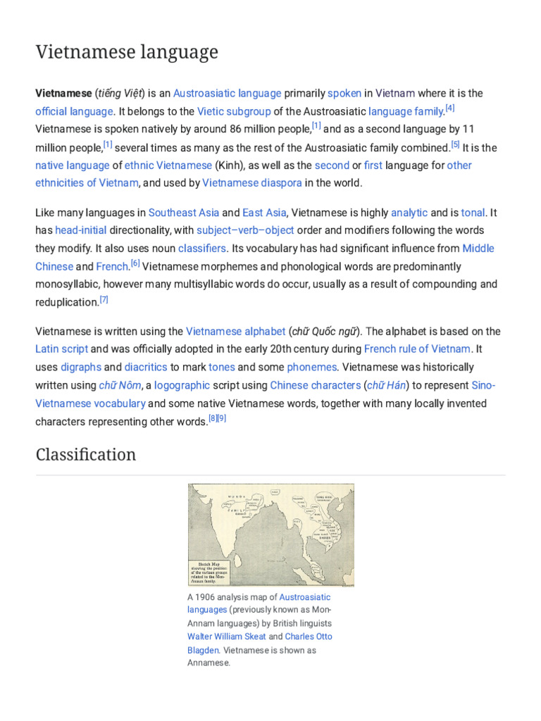 Overview of the Vietnamese Language | PDF | Vietnamese Language | Tone ...