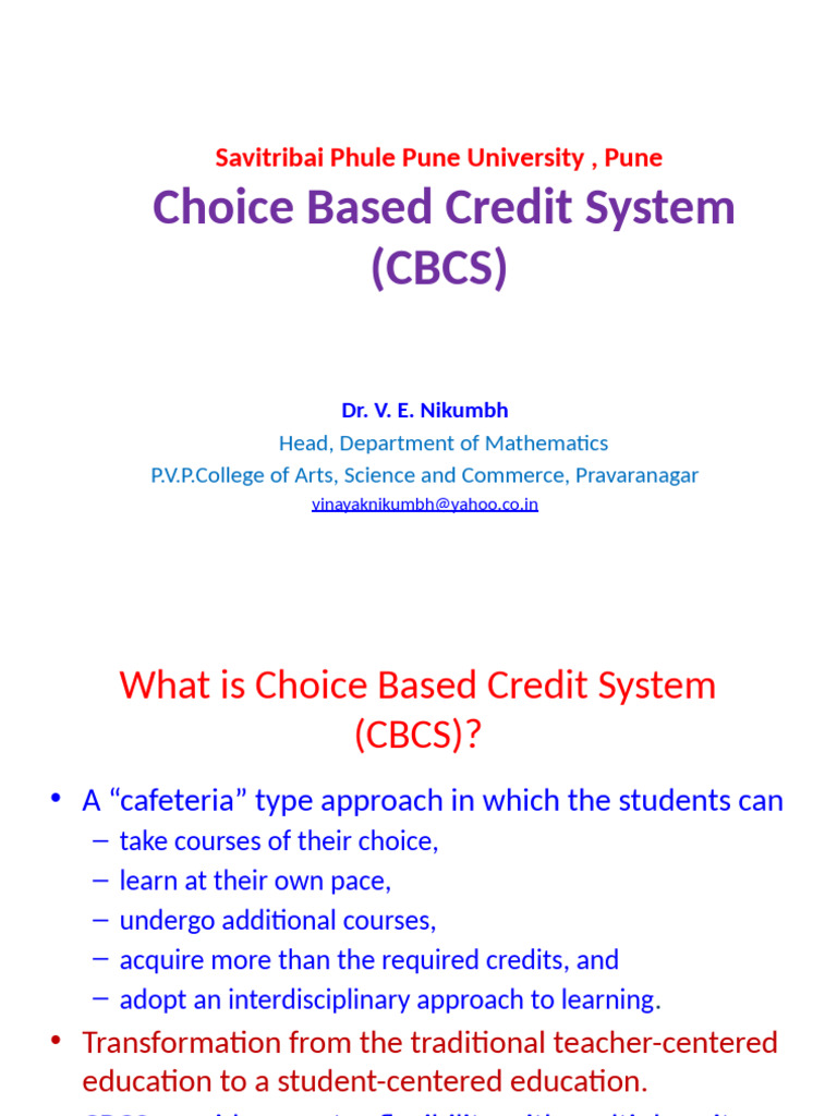 Understanding Choice Based Credit System | PDF | Course Credit ...