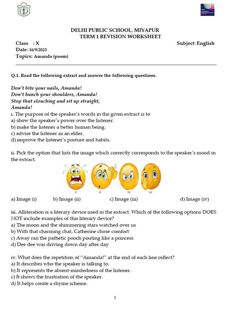 Class X English Term 1 Revision Guide | PDF