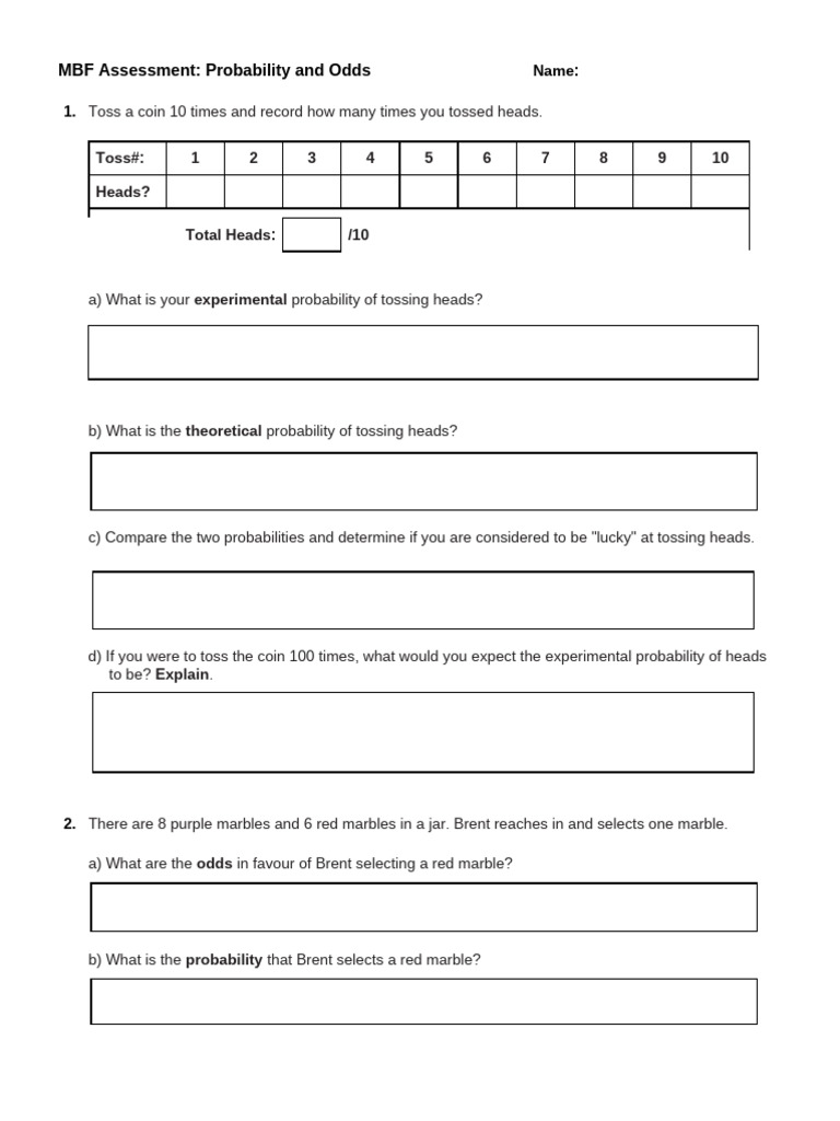 MBF Assessment - Probability and Odds | PDF