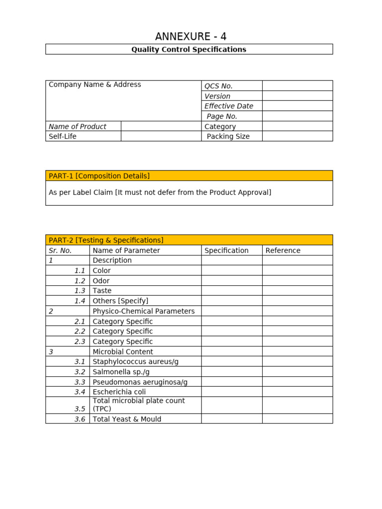 Quality Control Specifications Document | PDF | Microbiology