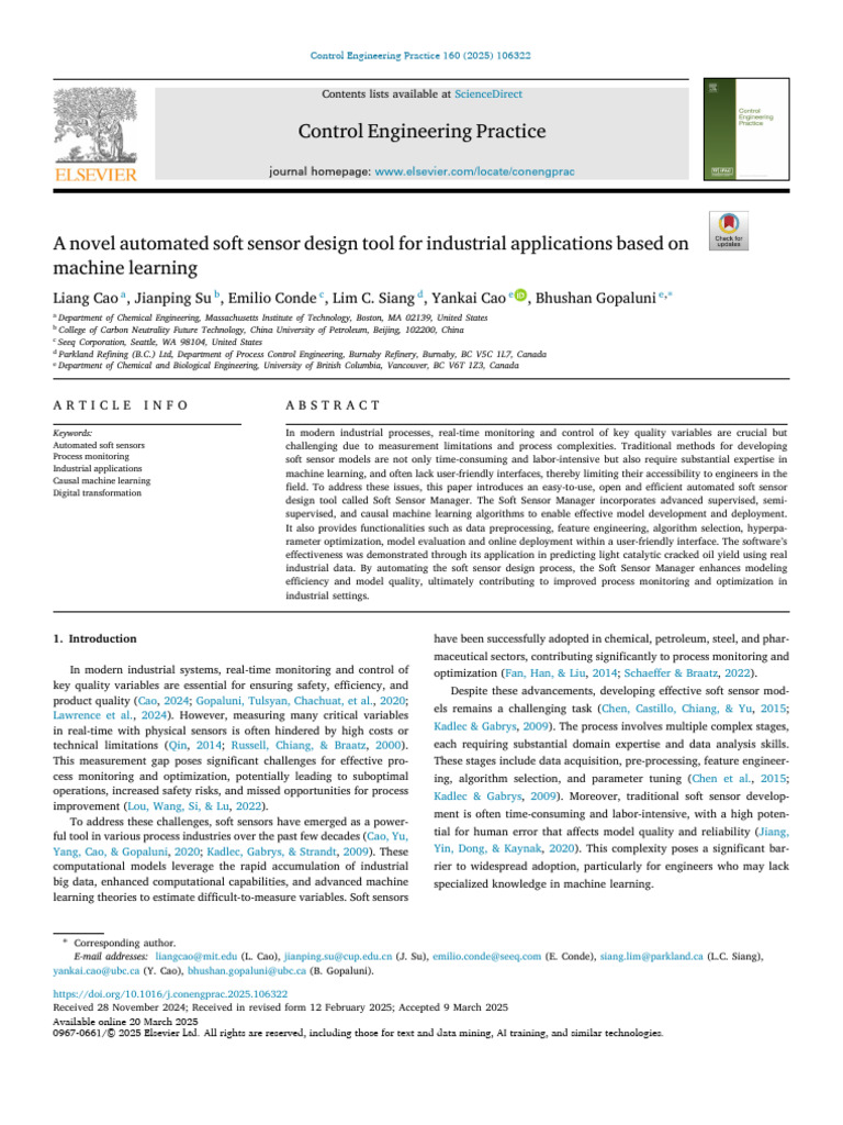 A Novel Automated Soft Sensor Design Tool For Industrial Applications ...