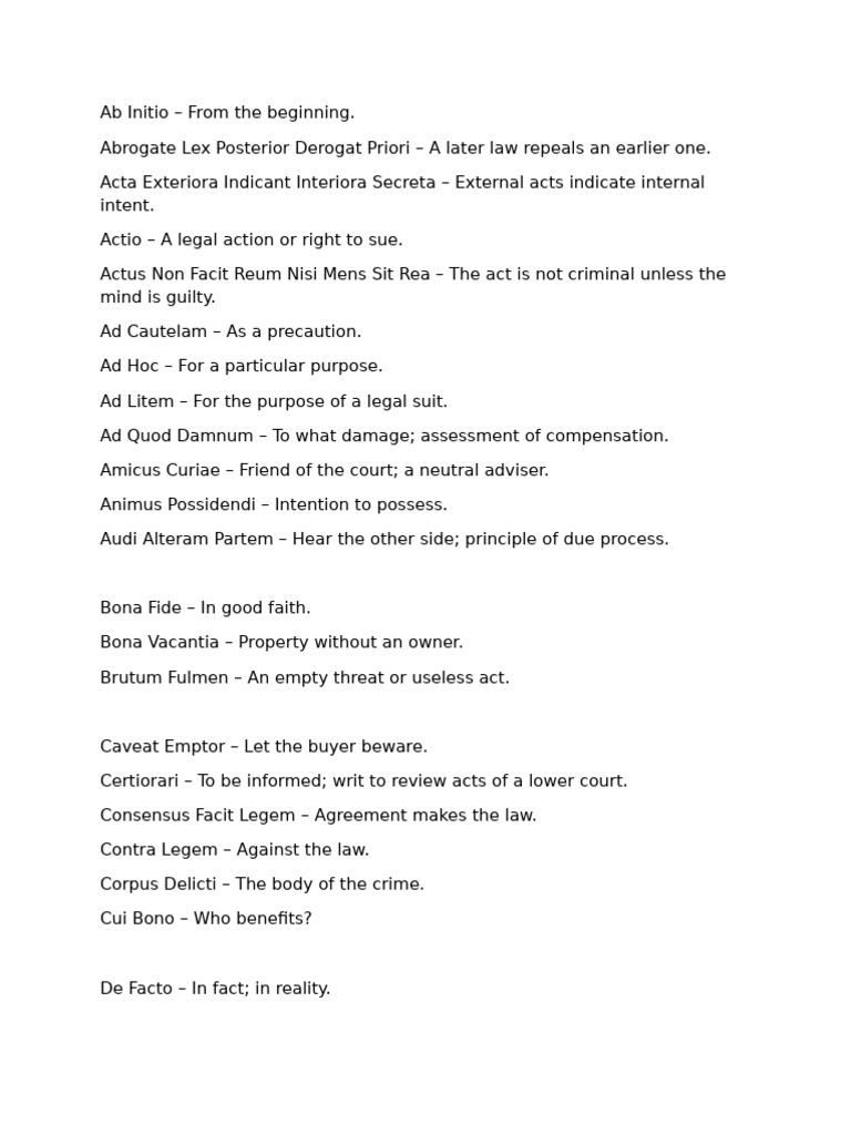 Legal Latin Terms and Their Meanings | PDF | Legal Communication ...