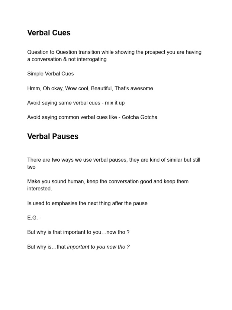 Mastering Verbal Cues in Conversations | PDF