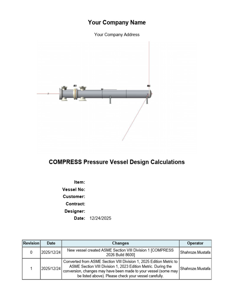 COMPRESS Pressure Vessel Design Report | PDF | Gases | Mechanical ...