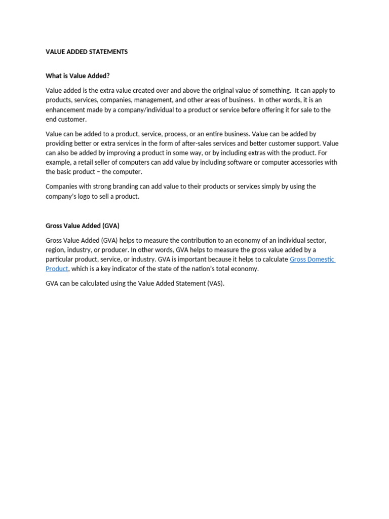 Understanding Value Added in Business | PDF | Gross Value Added | Value ...