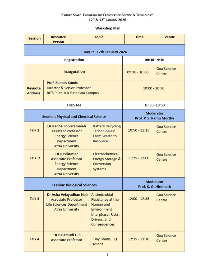 Future Scape Workshop 2026 Agenda | PDF