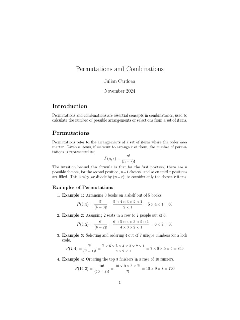 Understanding Permutations and Combinations | PDF | Permutation ...