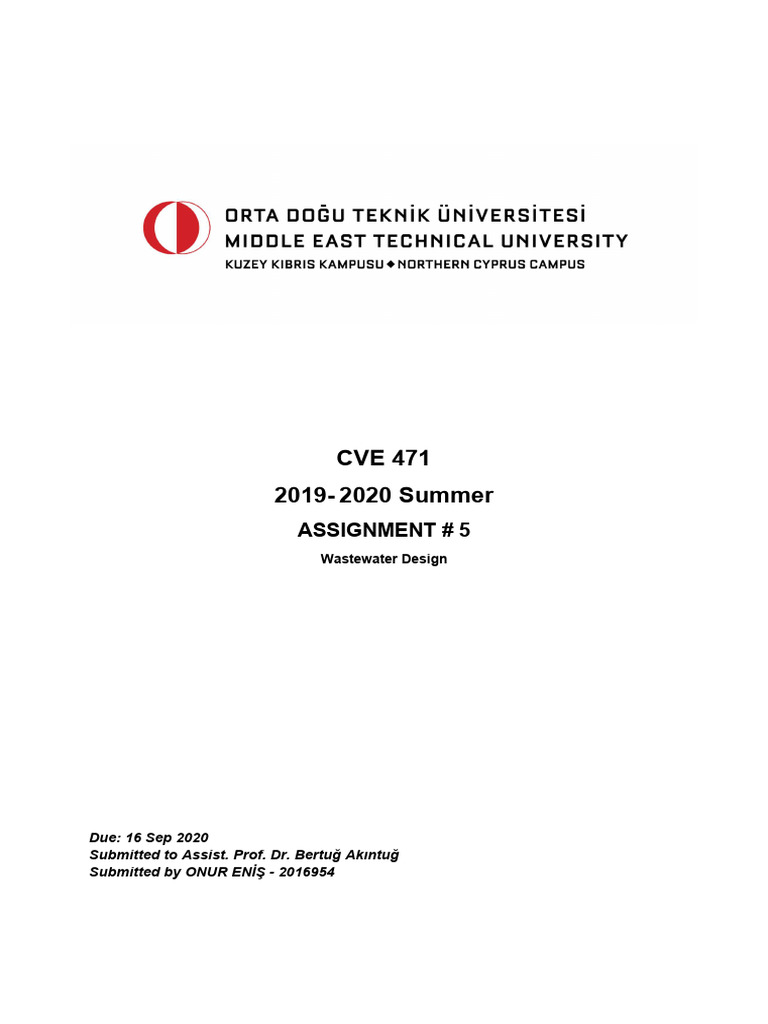 Wastewater Design Assignment CVE 471 | PDF