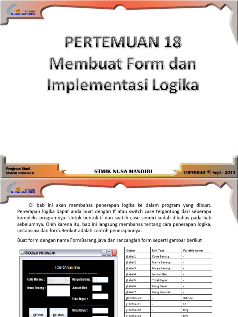 Penerapan Logika dalam Form Java | PDF