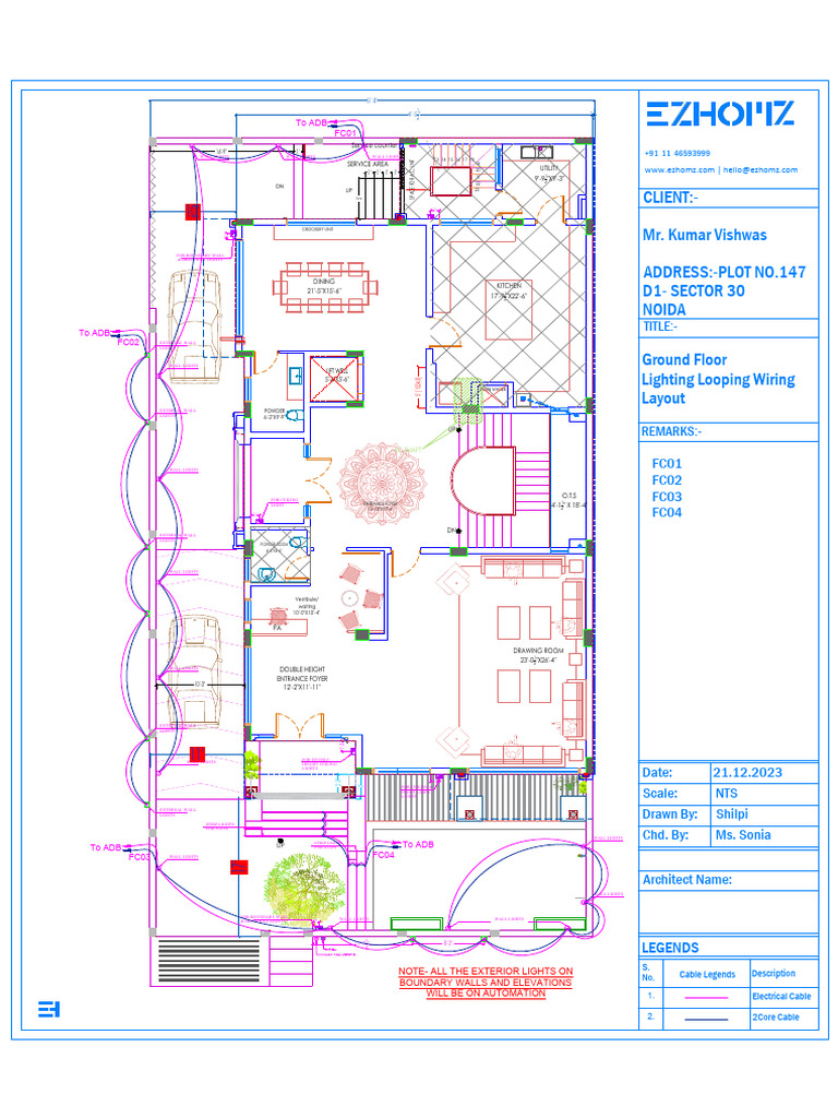 Lighting Wiring Layout for Noida Home | PDF | Architectural Elements ...