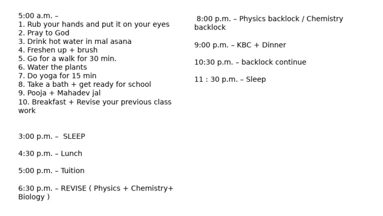 Time Table | PDF