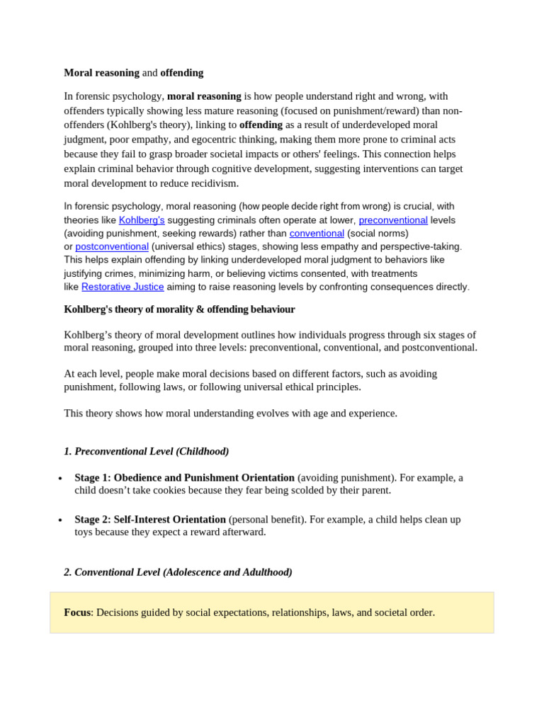 Moral Reasoning and Criminal Behavior Analysis | PDF | Morality | Justice